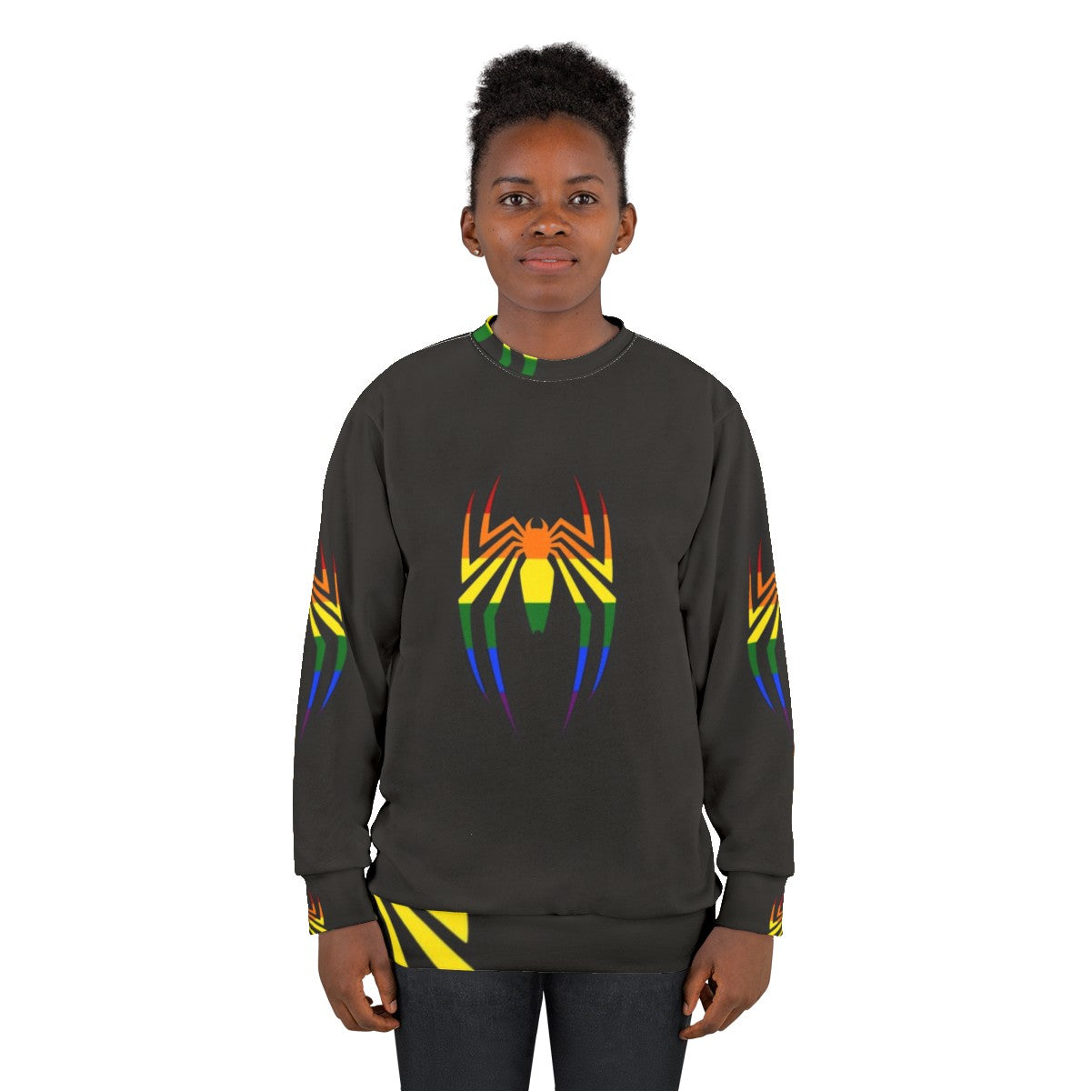 Spider Symbol Rainbow Sweatshirt for Gamers and Comic Fans - women