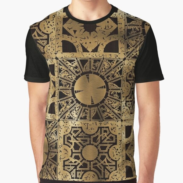 Hellraiser Lament Configuration Graphic T-Shirt featuring the iconic puzzle box and cenobites