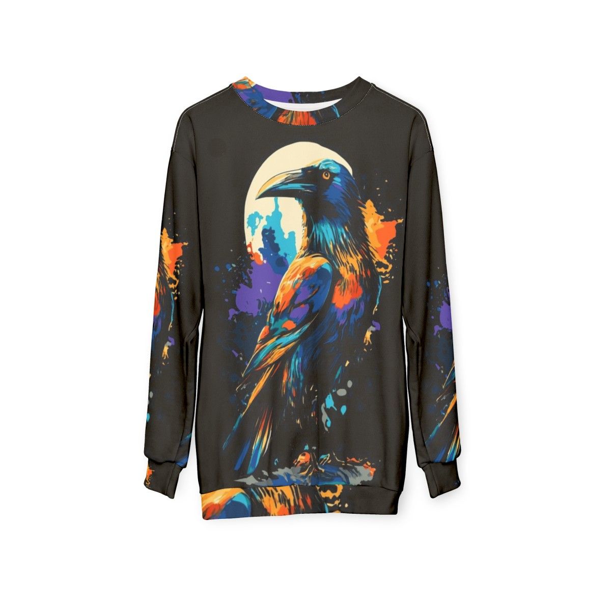 Cute Crow Ravens Crows Colorful Sweatshirt - hanging