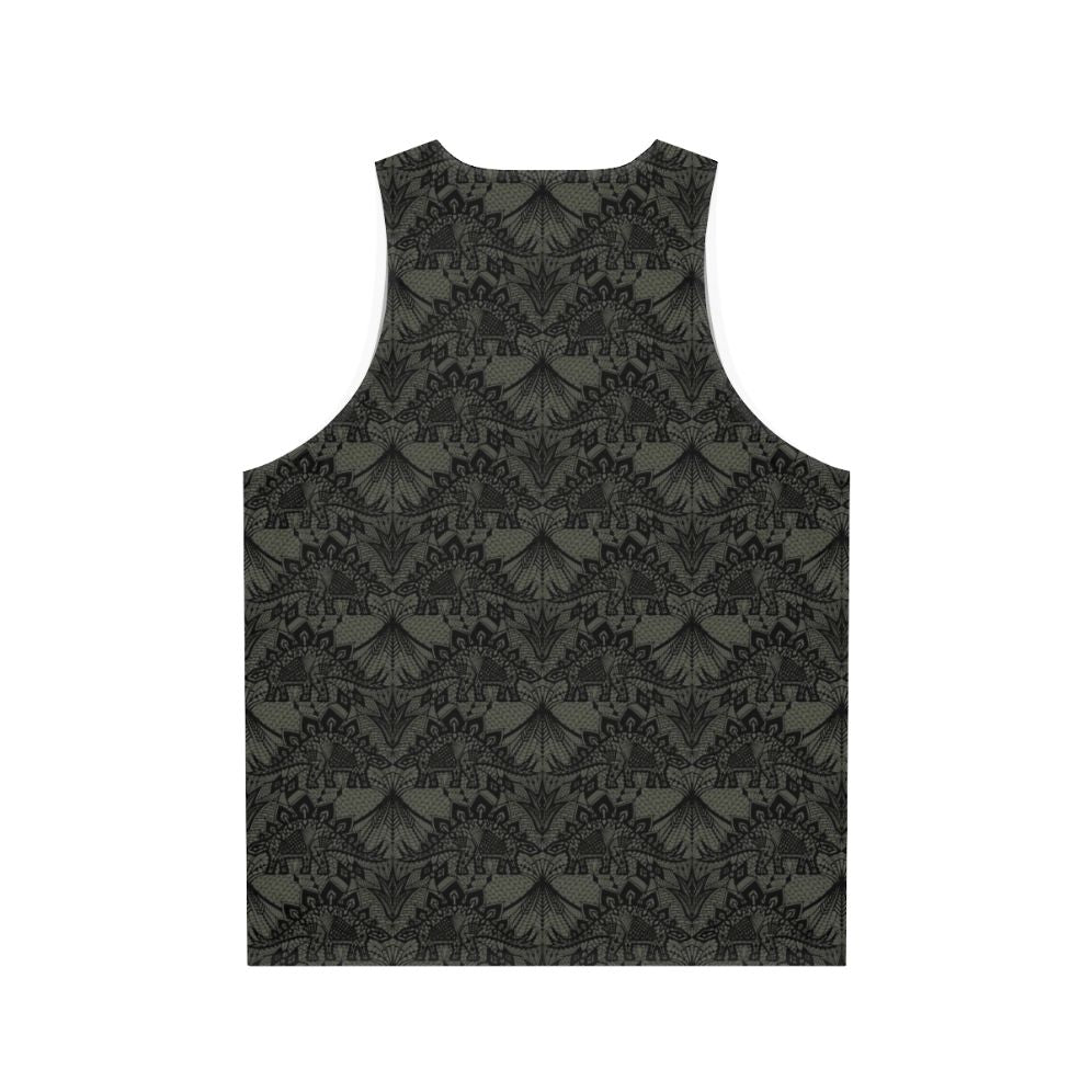 Vintage Stegosaurus Lace Black & Grey Unisex Tank Top - Back