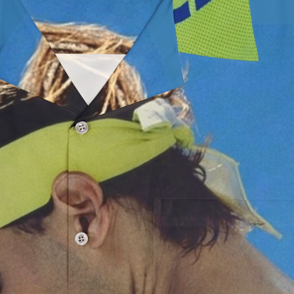 Rafael Nadal wearing a Hawaii-themed commemorative shirt - Detail