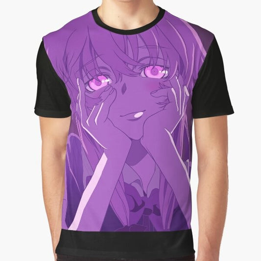 Yuno Gasai from the anime Mirai Nikki (Future Diary) printed on a graphic t-shirt