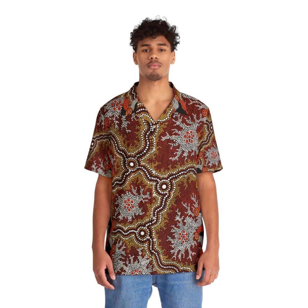 Authentic Aboriginal Art Inspired Hawaiian Shirt - People Front