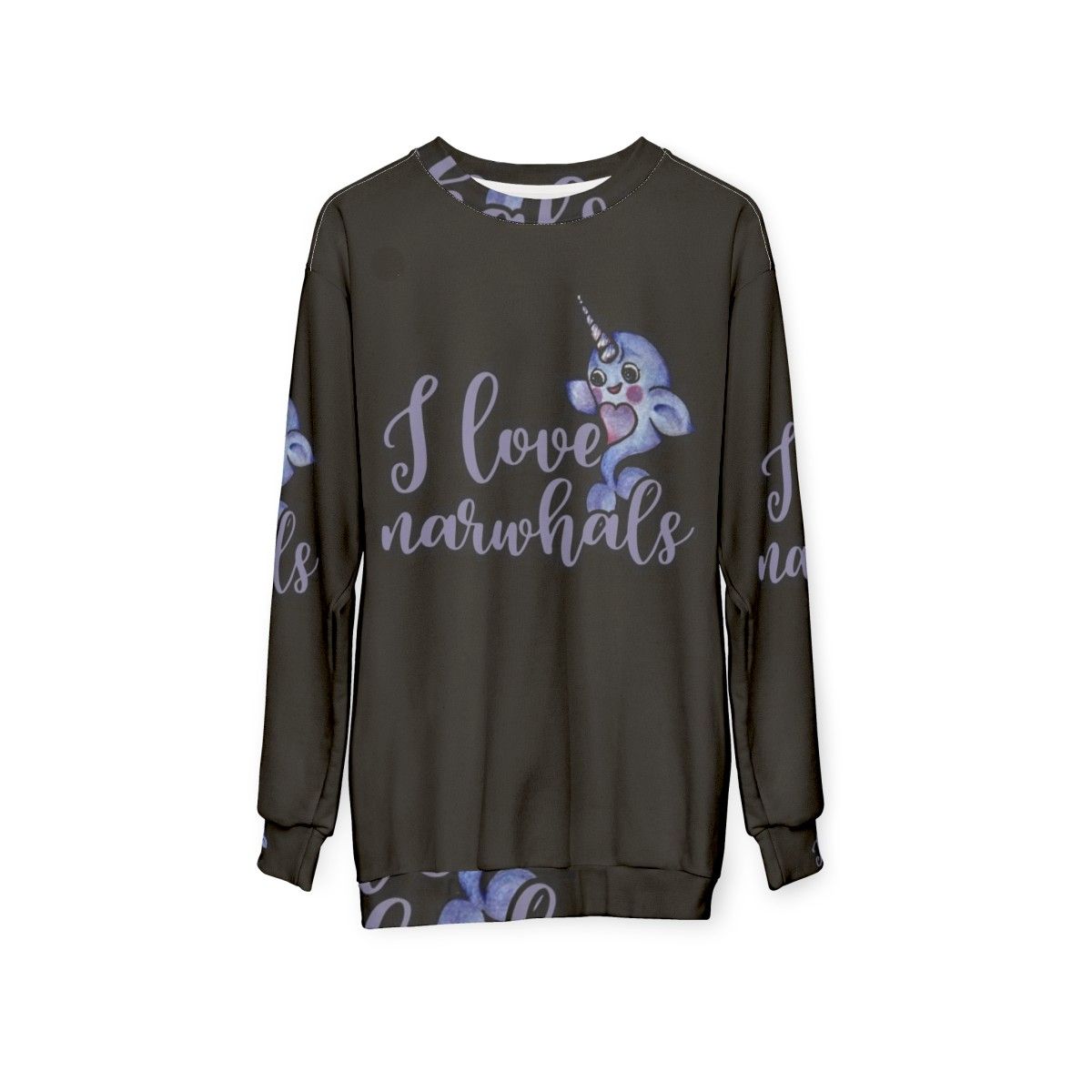 Adorable I Love Narwhals Purple and Pink Sweatshirt - hanging