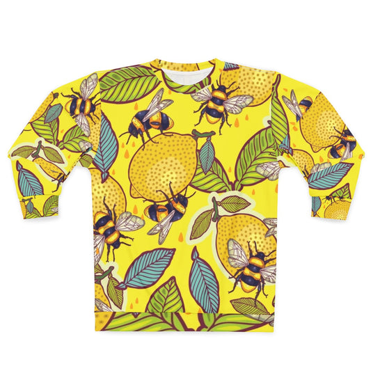 Colorful yellow lemon and bee garden sweatshirt