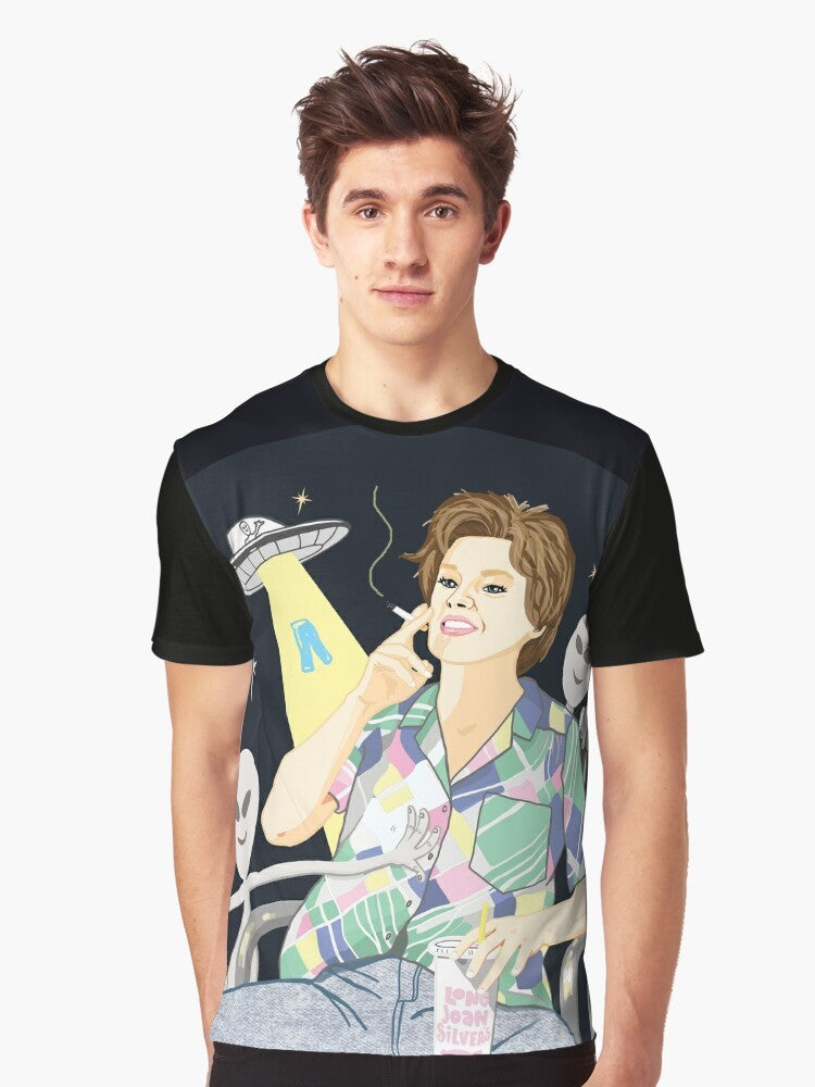 Graphic t-shirt featuring Kate McKinnon as Ms Rafferty from SNL in an alien abduction scene, for LGBT+ fans - Men