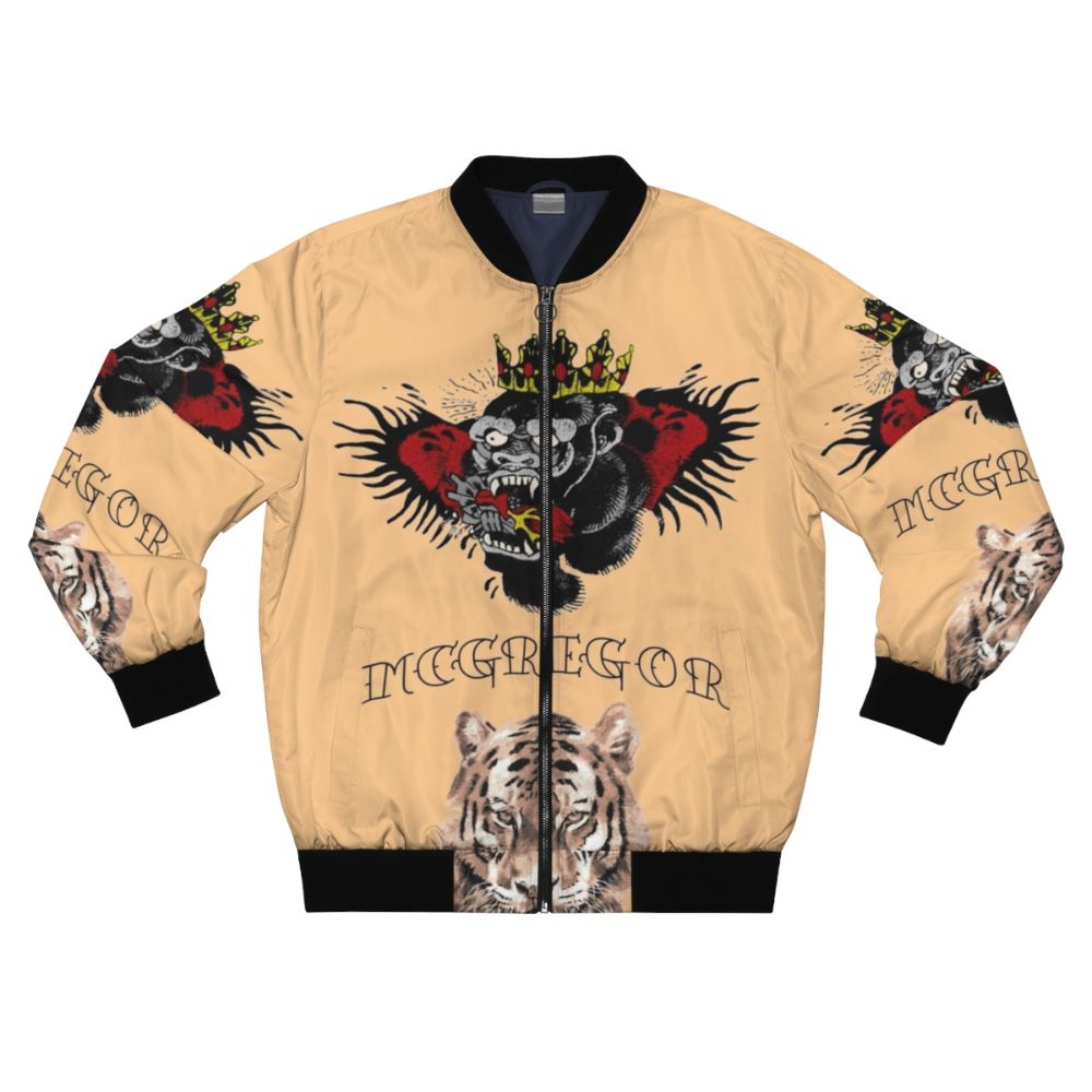 Conor McGregor Tattoos Bomber Jacket with Gorilla and Tiger Designs