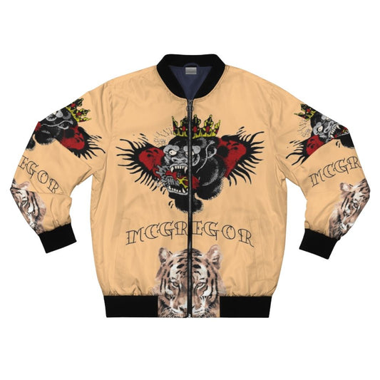 Conor McGregor Tattoos Bomber Jacket with Gorilla and Tiger Designs