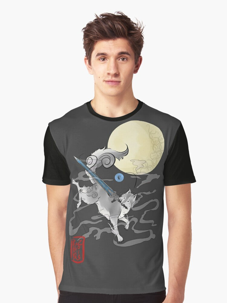 Dark Souls Sif the Great Wolf Graphic T-Shirt, featuring the iconic wolf Sif from the popular video game Dark Souls. - Men