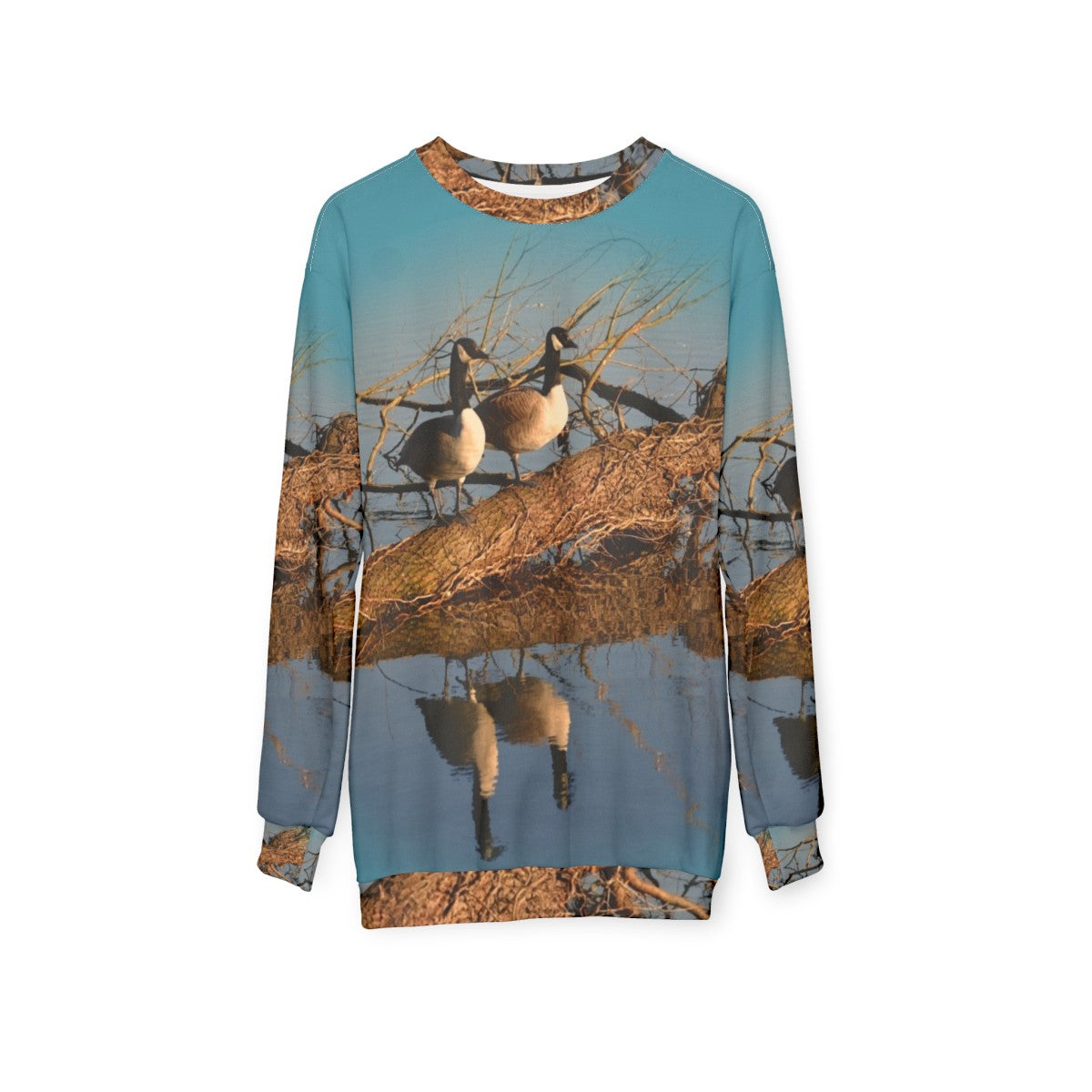 Geese at the lake nature sweatshirt - hanging