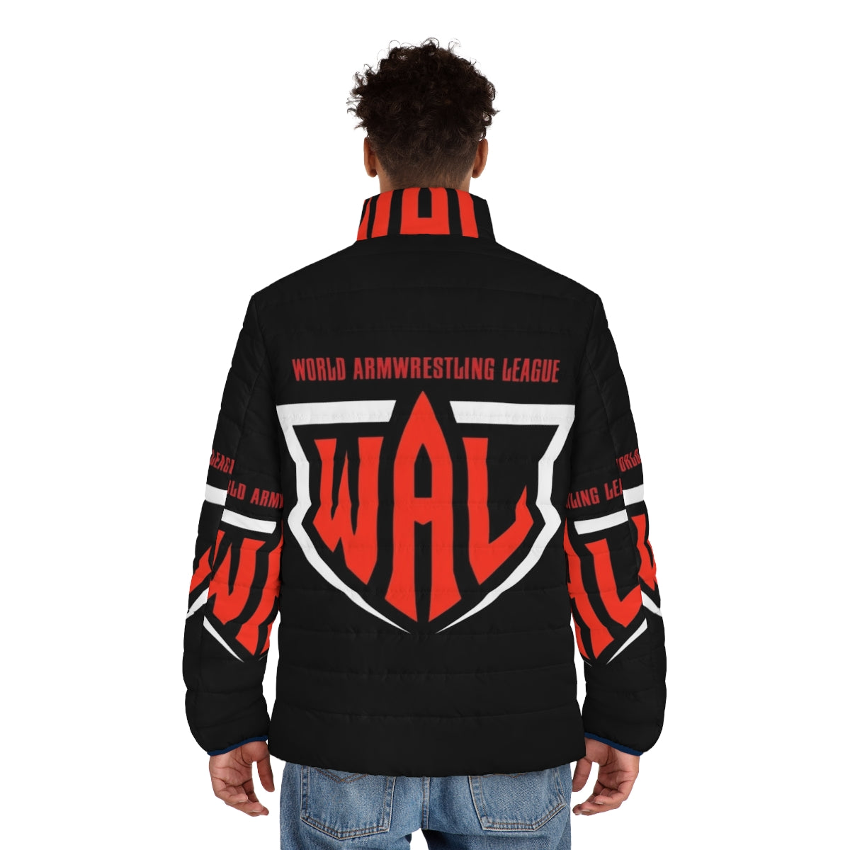 Wal Tees Puffer Jacket for Arm Wrestling Champions - men back