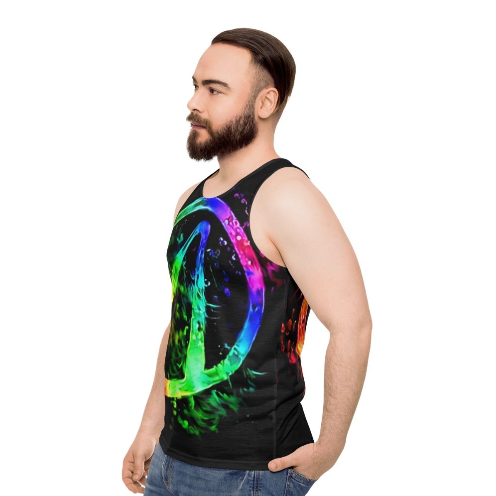 Borderlands Vaulthunter Neon Splash Unisex Tank Top - men side