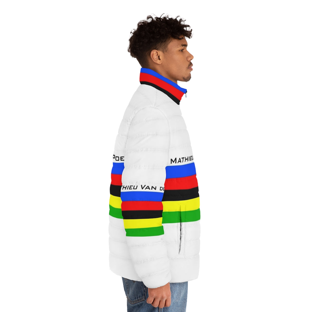 Mathieu Van Der Poel World Champion Puffer Jacket for Cycling and Cyclocross - men side right