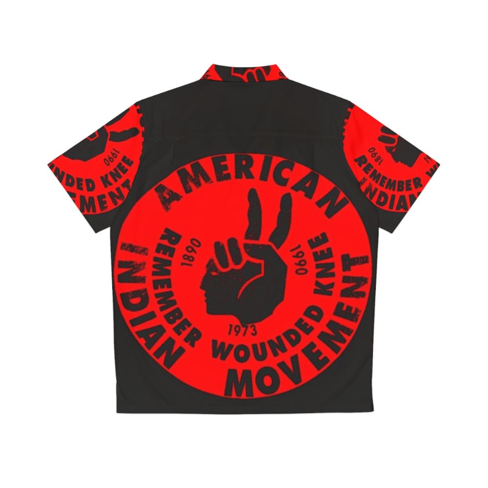 Aim American Indian Movement Hawaii Shirt with Native American Symbols and Designs - Back