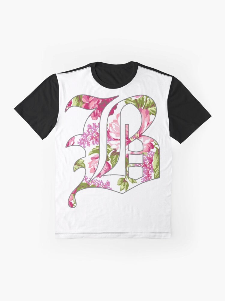 Floral Beartooth graphic design on a white t-shirt - Flat lay