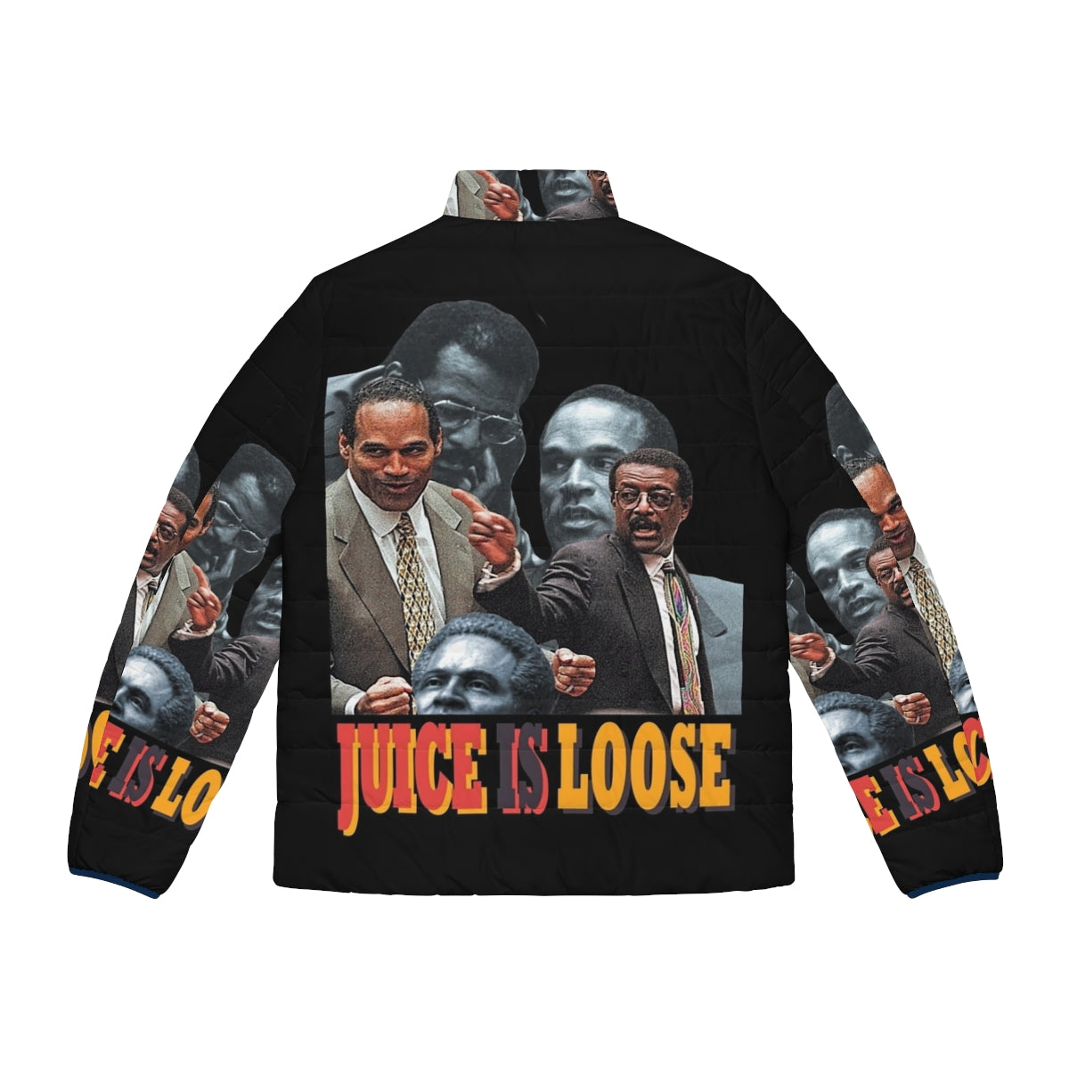 Juice Is Loose vintage 90s puffer jacket featuring OJ Simpson Ford Bronco design - Back