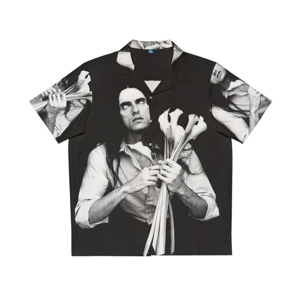 Black and White Hawaiian Shirt with 2019 Peter Steele Tour Graphic