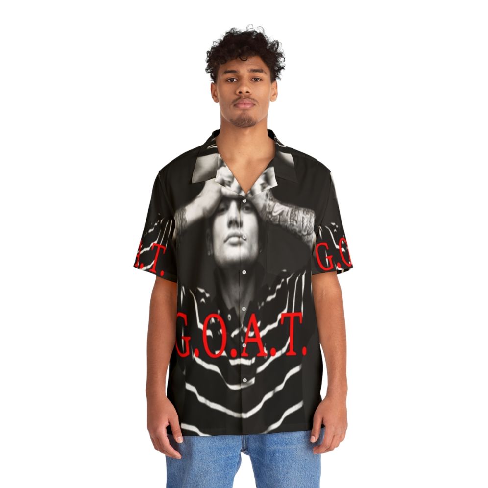 Tropical Hawaiian shirt with rapper, eshay, and hip hop design - People Front