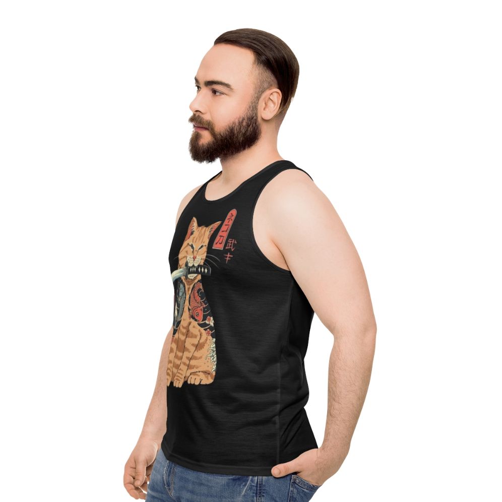 Catana Unisex Tank Top with Japanese-Inspired Cat Design - men side