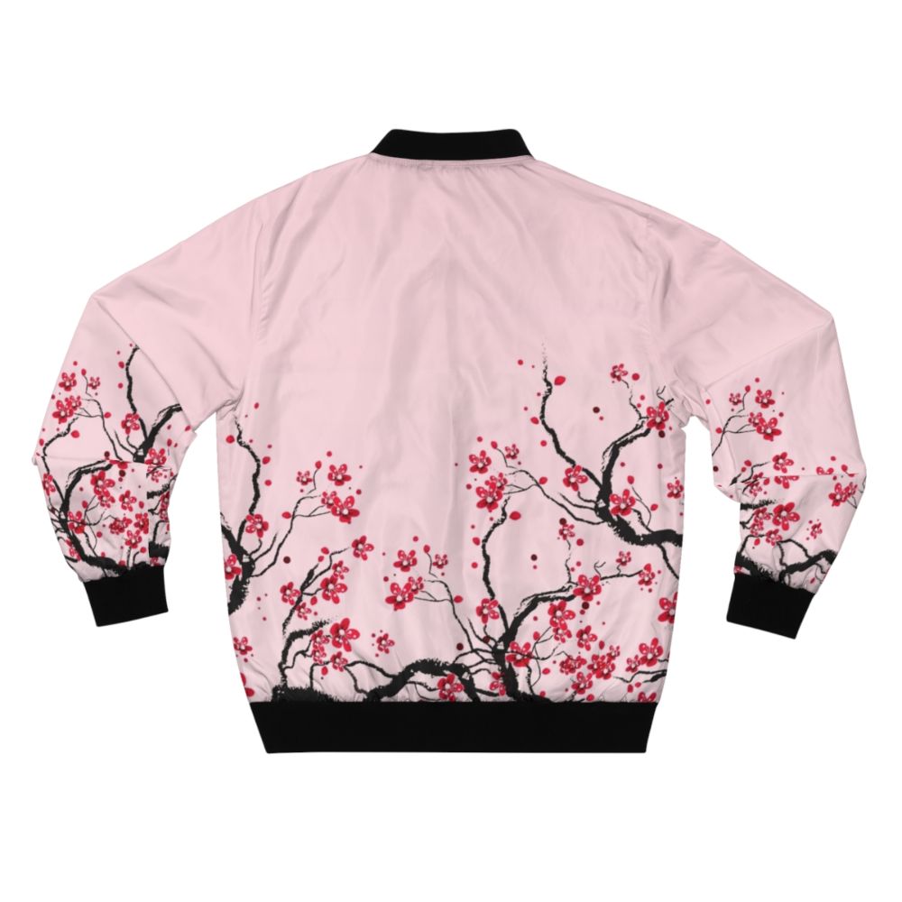 A stylish bomber jacket featuring a delicate cherry blossom floral design - Back