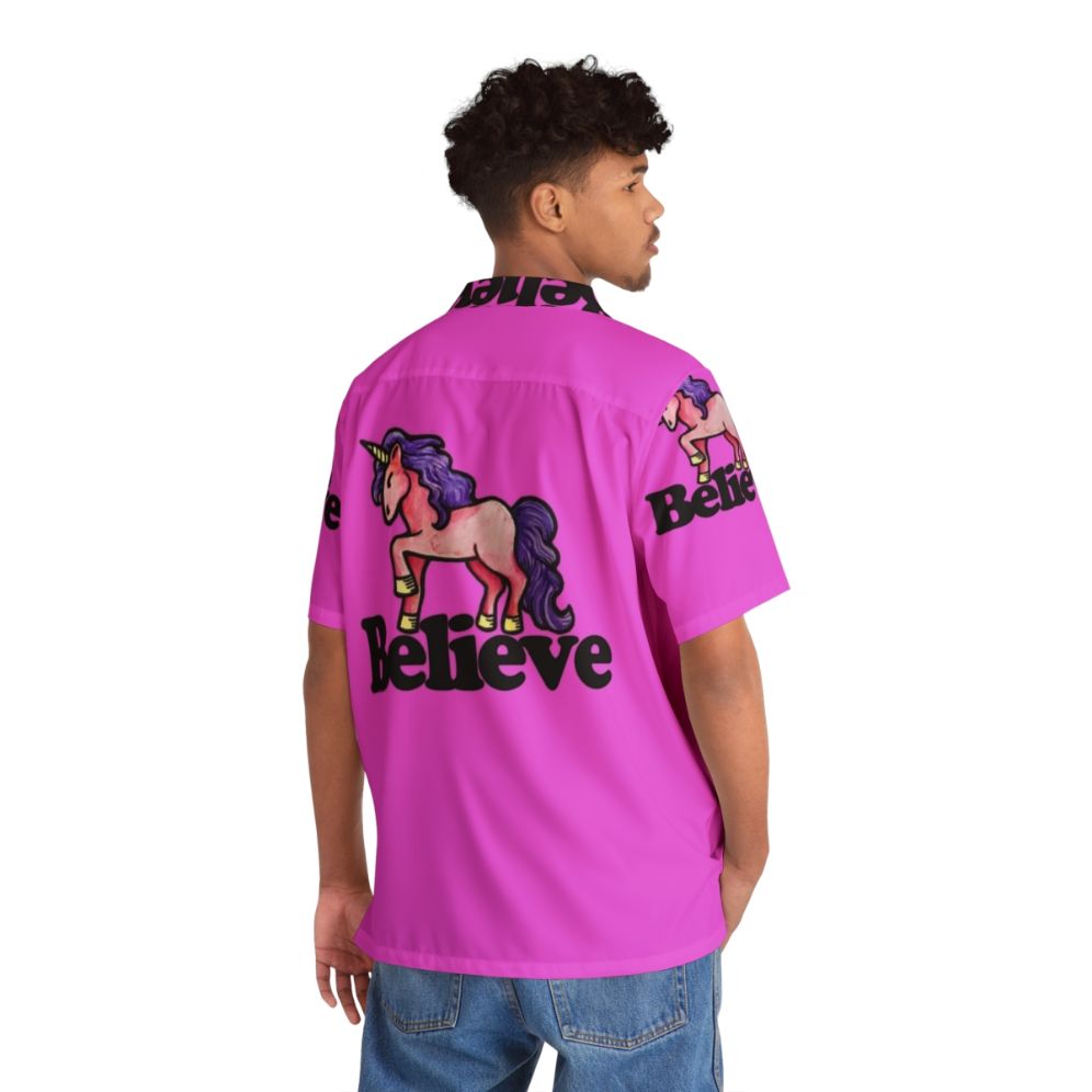 Believe in Unicorns Hawaiian Shirt with Colorful Unicorn Print - People Back