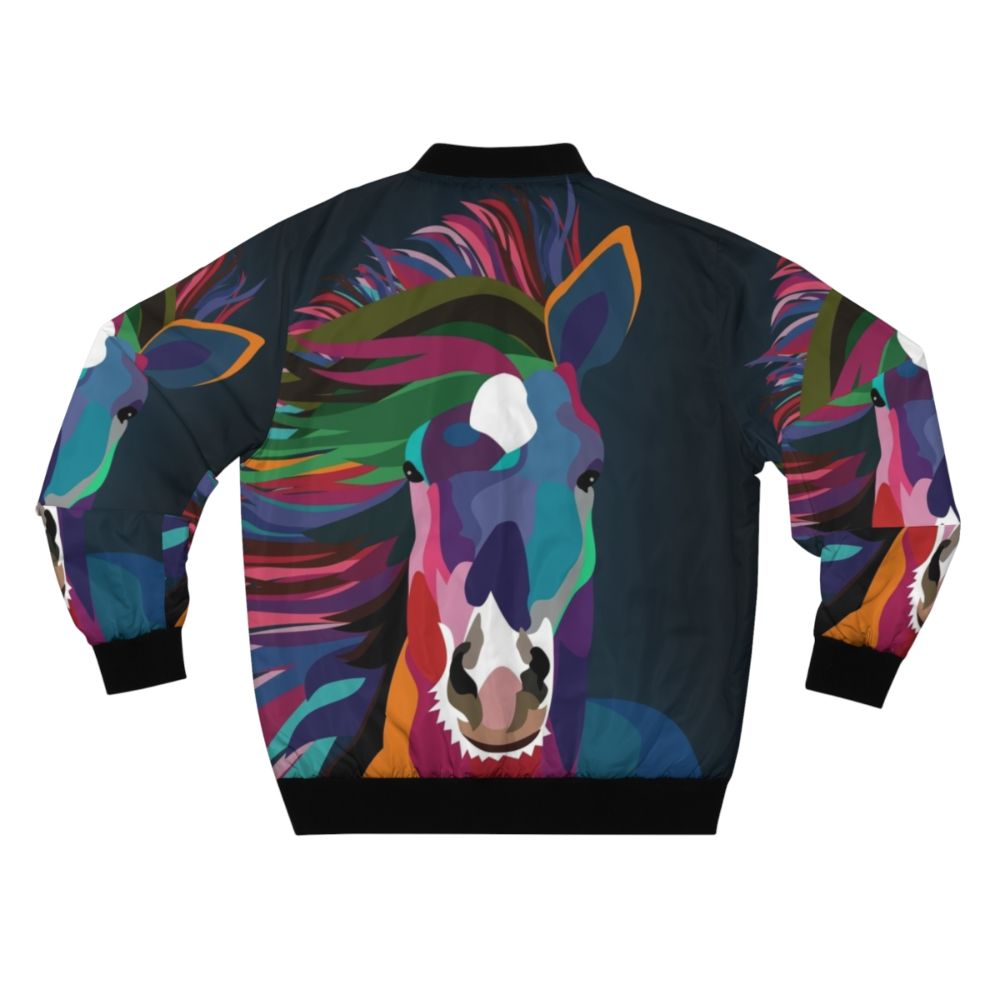 Vibrant abstract horse design on a modern bomber jacket - Back