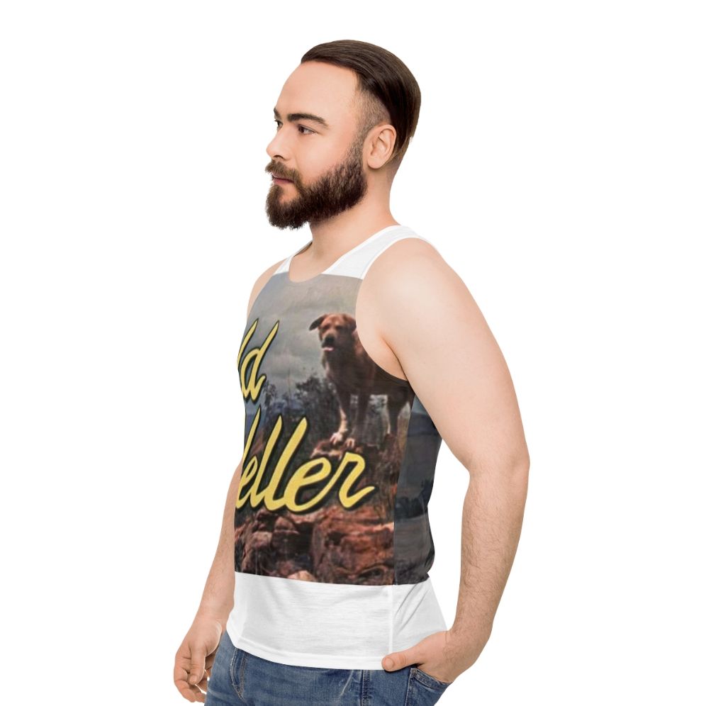 Old Yeller Unisex Tank Top with Filthy Frank and Dog Movie Meme Design - men side