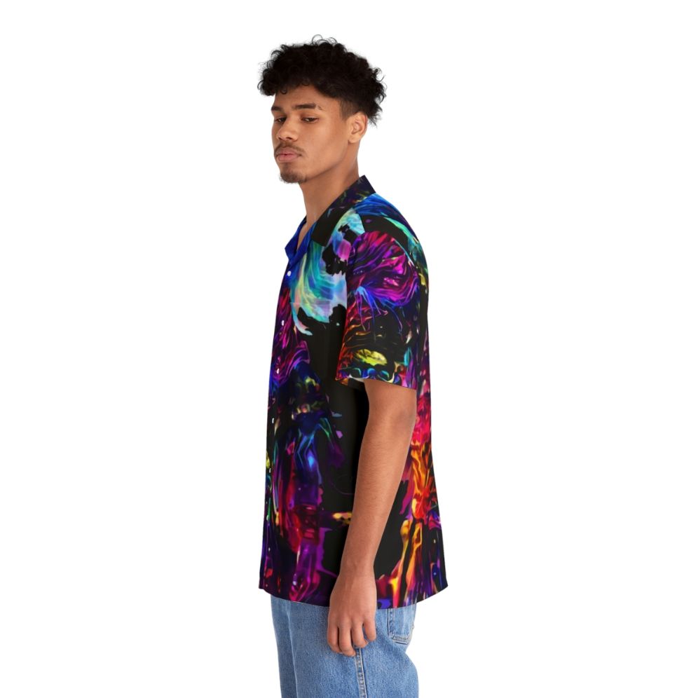 Dark synthwave fantasy Hawaiian shirt with gaming and horror elements - People Left