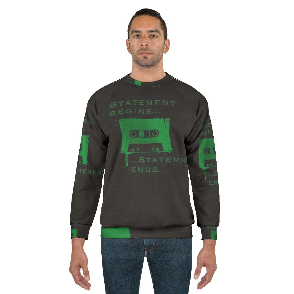 Spooky statement sweatshirt with dark academia and horror design - men