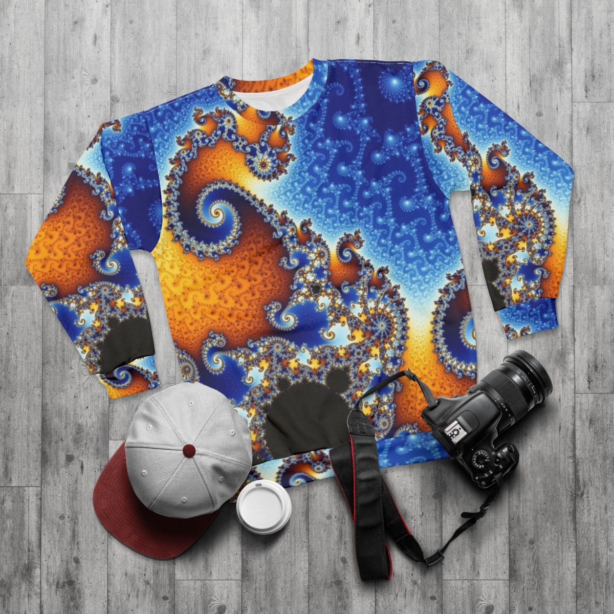 Mandelbrot Set Sweatshirt - Embrace the Beauty of Mathematics - flat lay