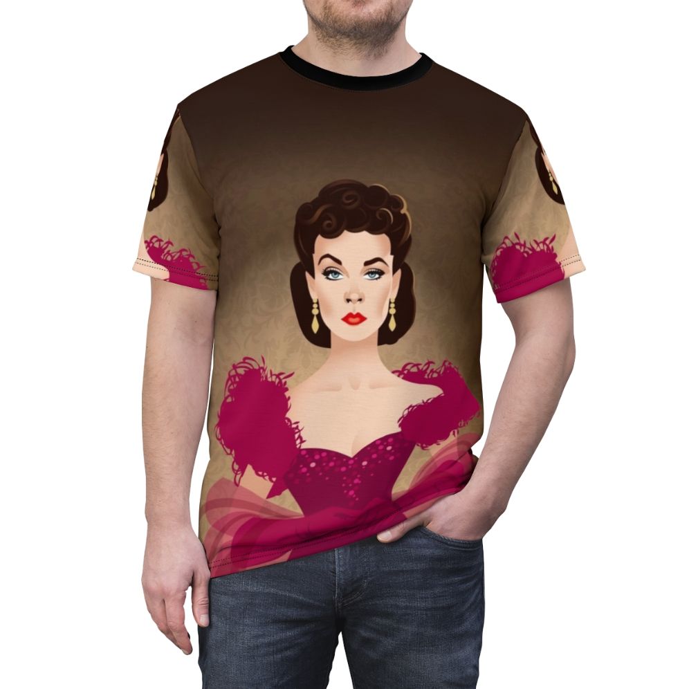 Burgundy Dress Abstract Art T-Shirt featuring the artwork of Alejandro Mogollo - men front