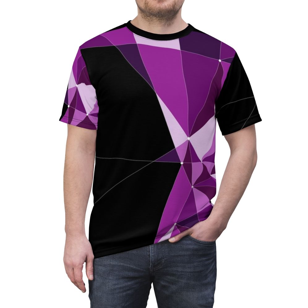 Melbourne V/Line Train Livery Inspired Geometric Triangle Pattern T-Shirt - men front