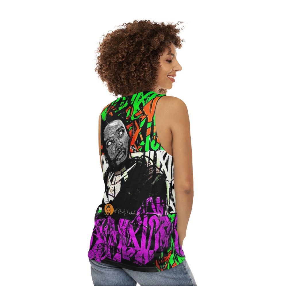 Vintage graffiti unisex tank top featuring ODB and classic hip hop design - women back