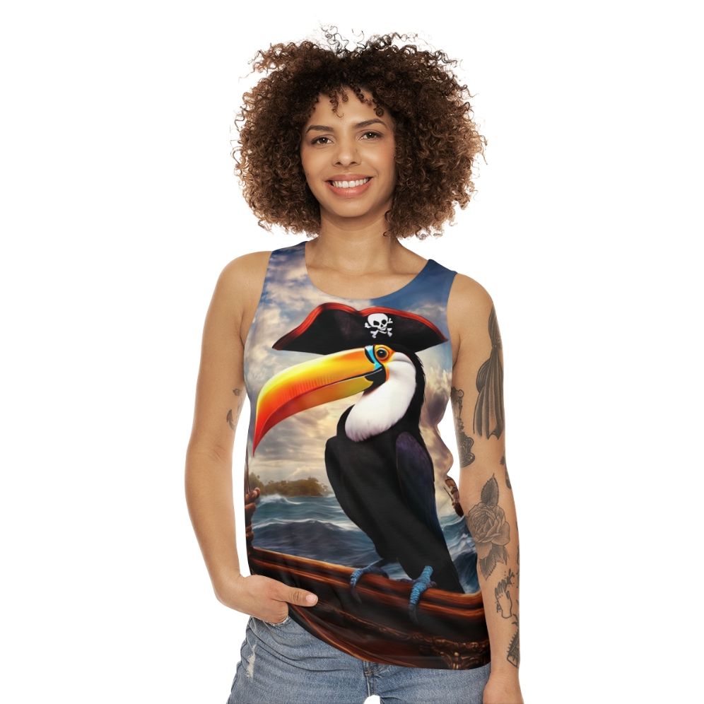 Pirate toucan unisex tank top - women