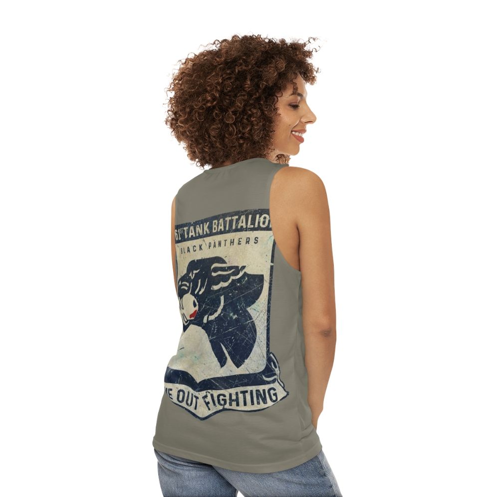 Vintage US Army 761 Tank Battalion Black Panther Emblem Unisex Tank Top - women back