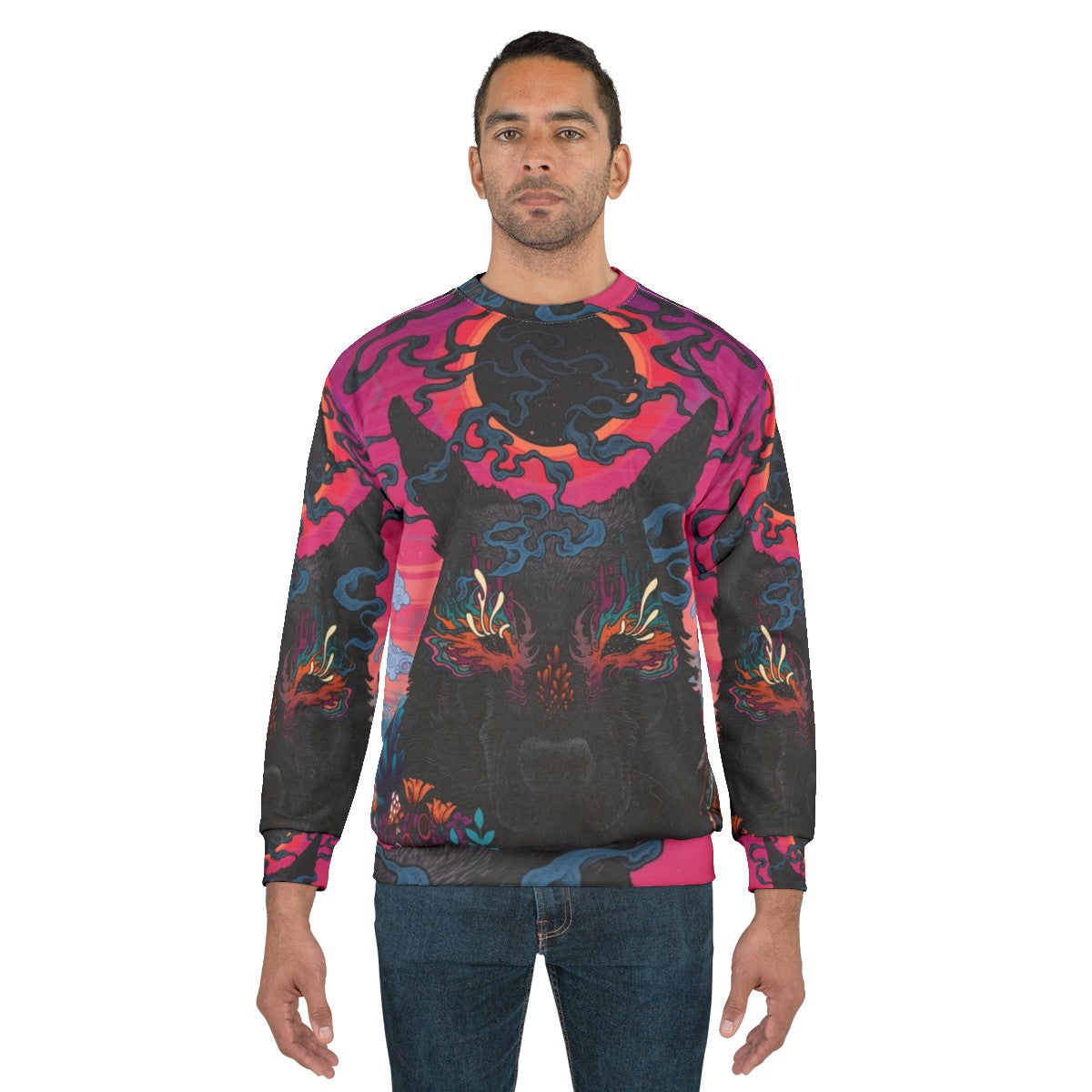 Psychedelic black eyed dog neon sweatshirt - men