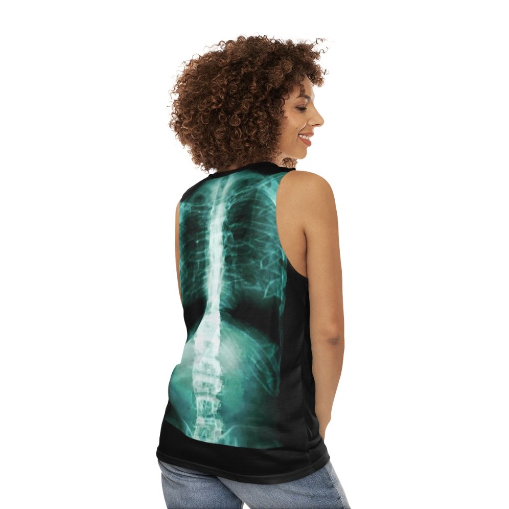 Unisex x-ray anatomy tank top with skeletal system design - women back