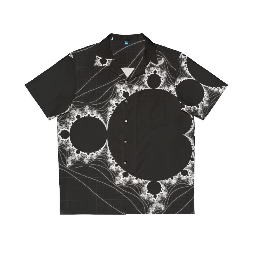 "Minimalist Fractal Design White Linear Mandelbrot Hawaiian Shirt"