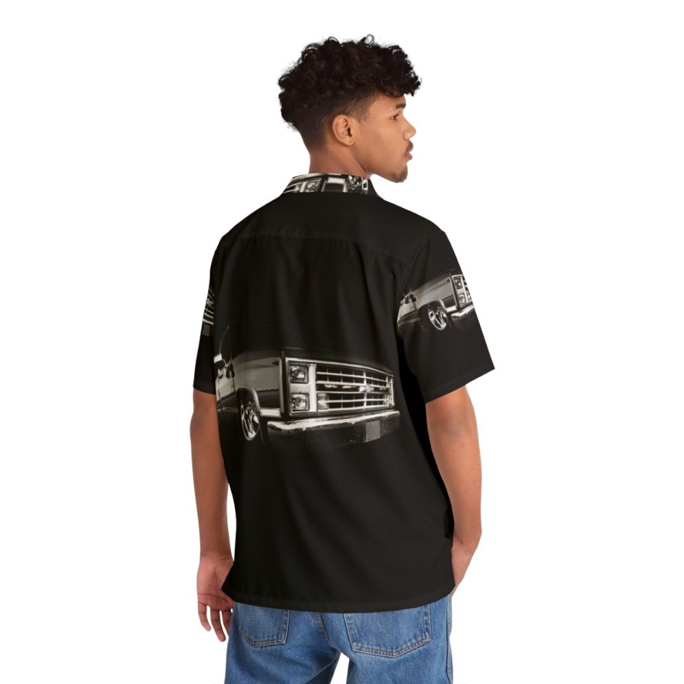 Black Chevy Silverado Square Body Pickup Hawaiian Shirt - People Back