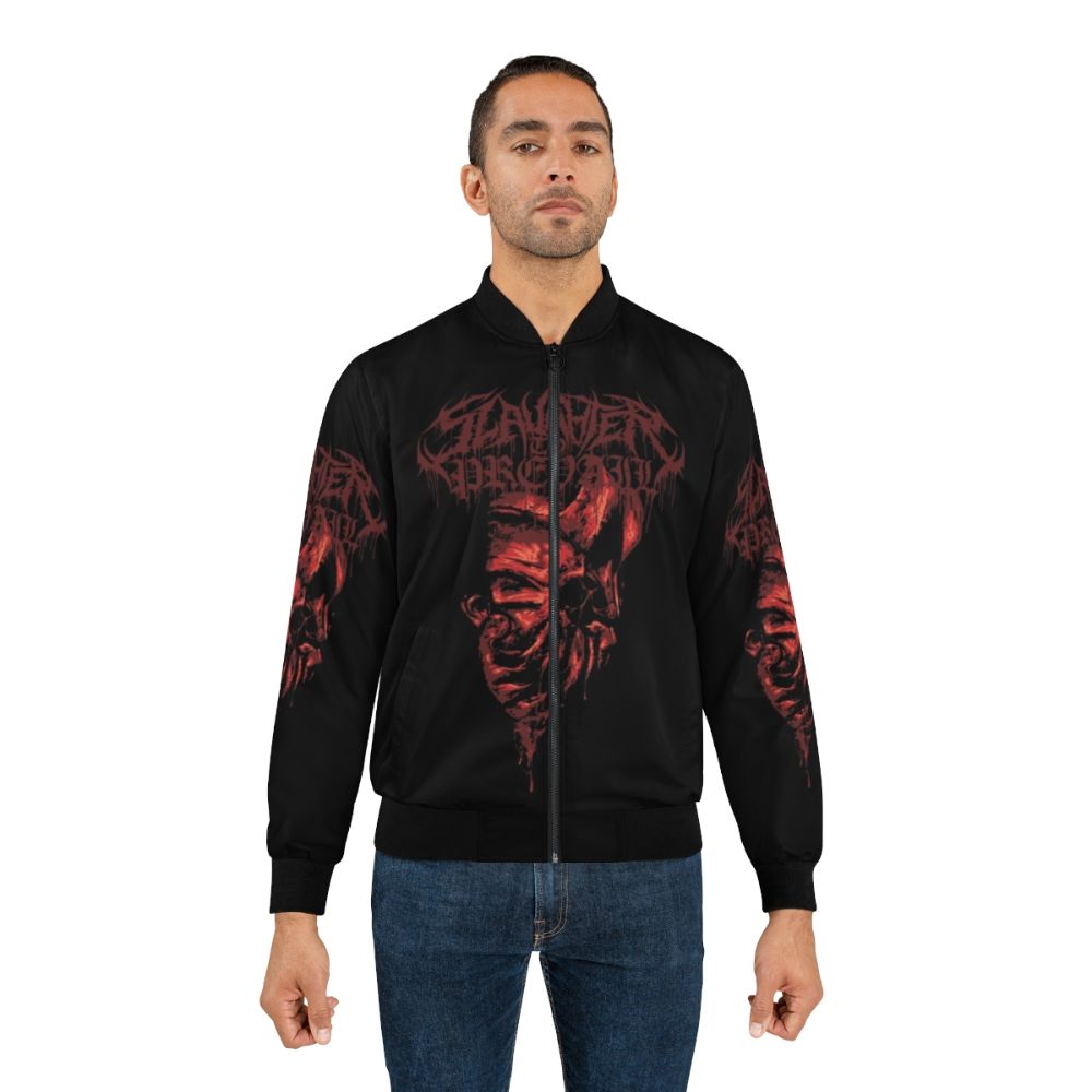 Slaughter to Prevail Bomber Jacket featuring the band's logo and artwork - Lifestyle