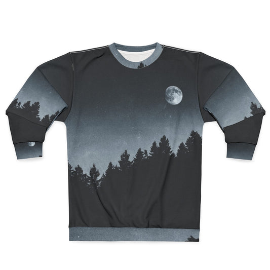 Under Moonlight Sweatshirt with Nature, Cascadia Trees, and Vintage Mountain Design