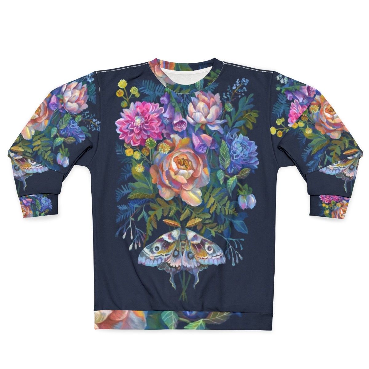 Delicate moth flowers bouquet sweatshirt