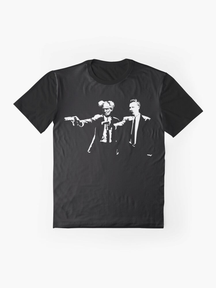 Schopenhauer and Nietzsche portrait graphic design on a t-shirt - Flat lay