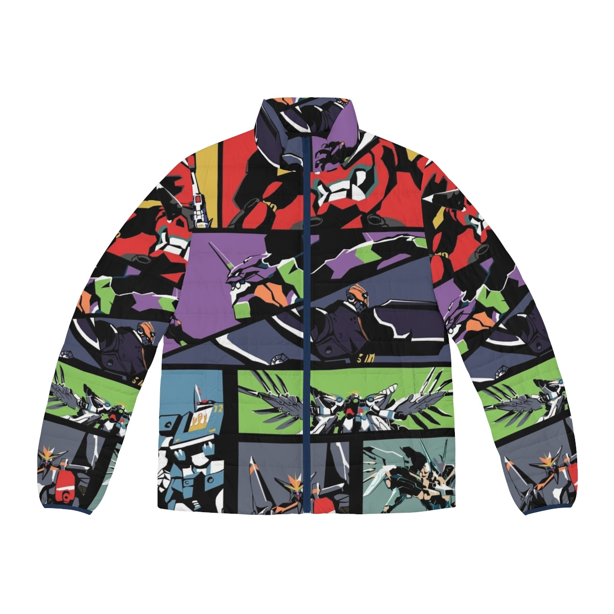 Super Robots Puffer Jacket, futuristic mecha inspired outerwear