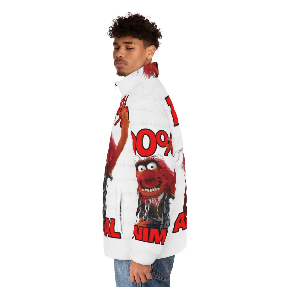 Muppets Animal Puffer Jacket with Typography - men side left