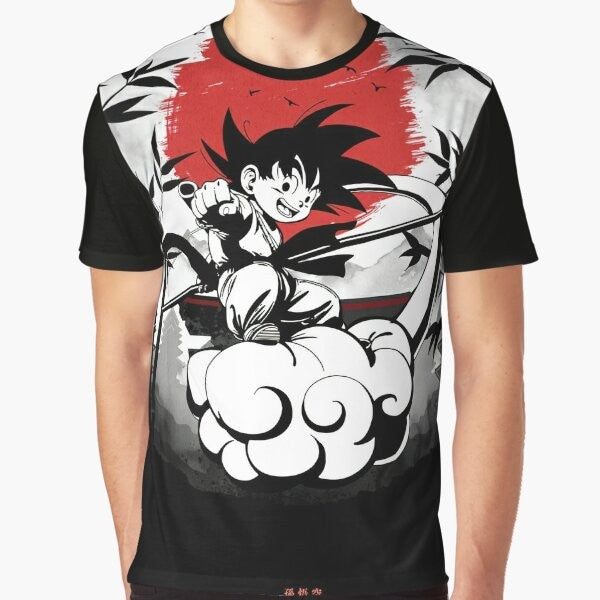 A graphic t-shirt featuring the iconic character Goku from the anime series Dragon Ball Z.