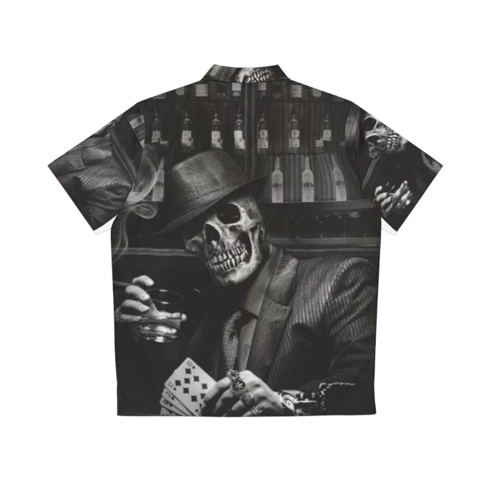 A dead gangster skeleton print Hawaiian shirt for a cool and spooky Halloween look - Back