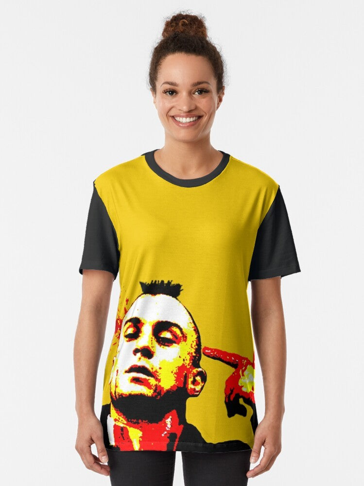 Iconic "Taxi Driver" graphic t-shirt featuring a classic image of Robert De Niro as Travis Bickle - Women