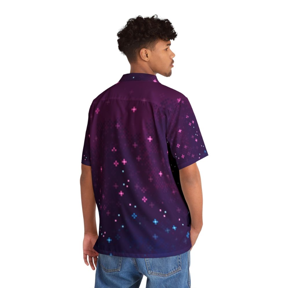 Bi Pride Flag Galaxy 8Bit Hawaiian Shirt - People Back