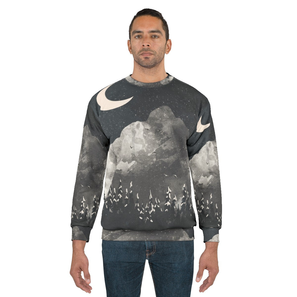 Cozy wolf winter sweatshirt with nature design - men